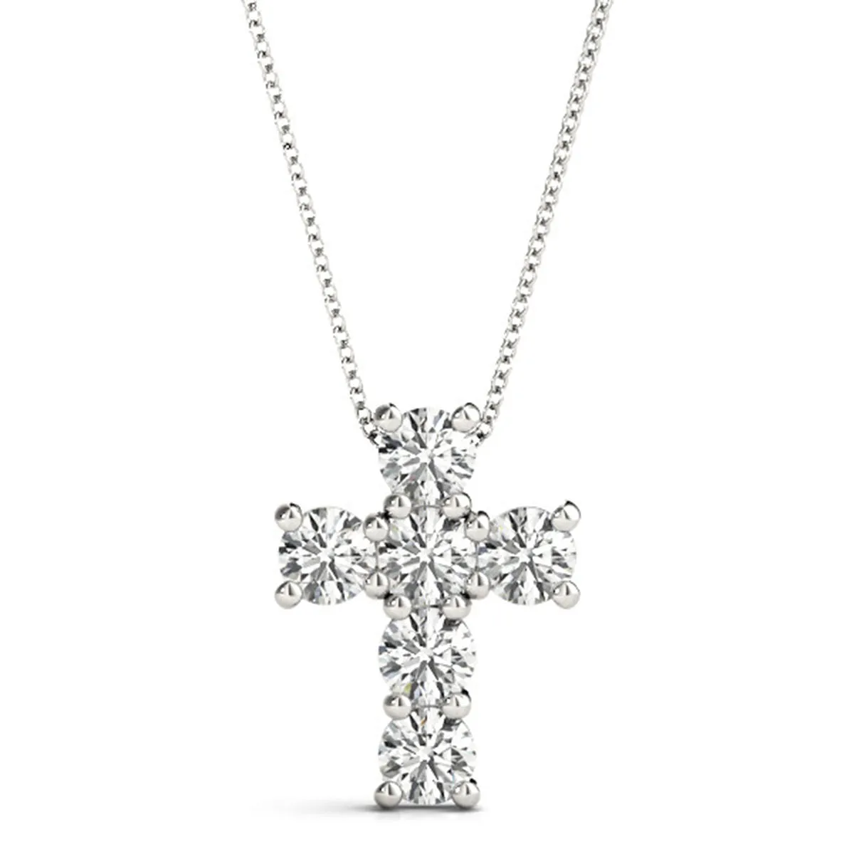 1/2 Carat Tw Diamond Religious Cross Pendant In 14K White Gold