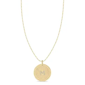 14k Pavé Diamond Initial Letter Medium Sunbeam Medallion Necklace