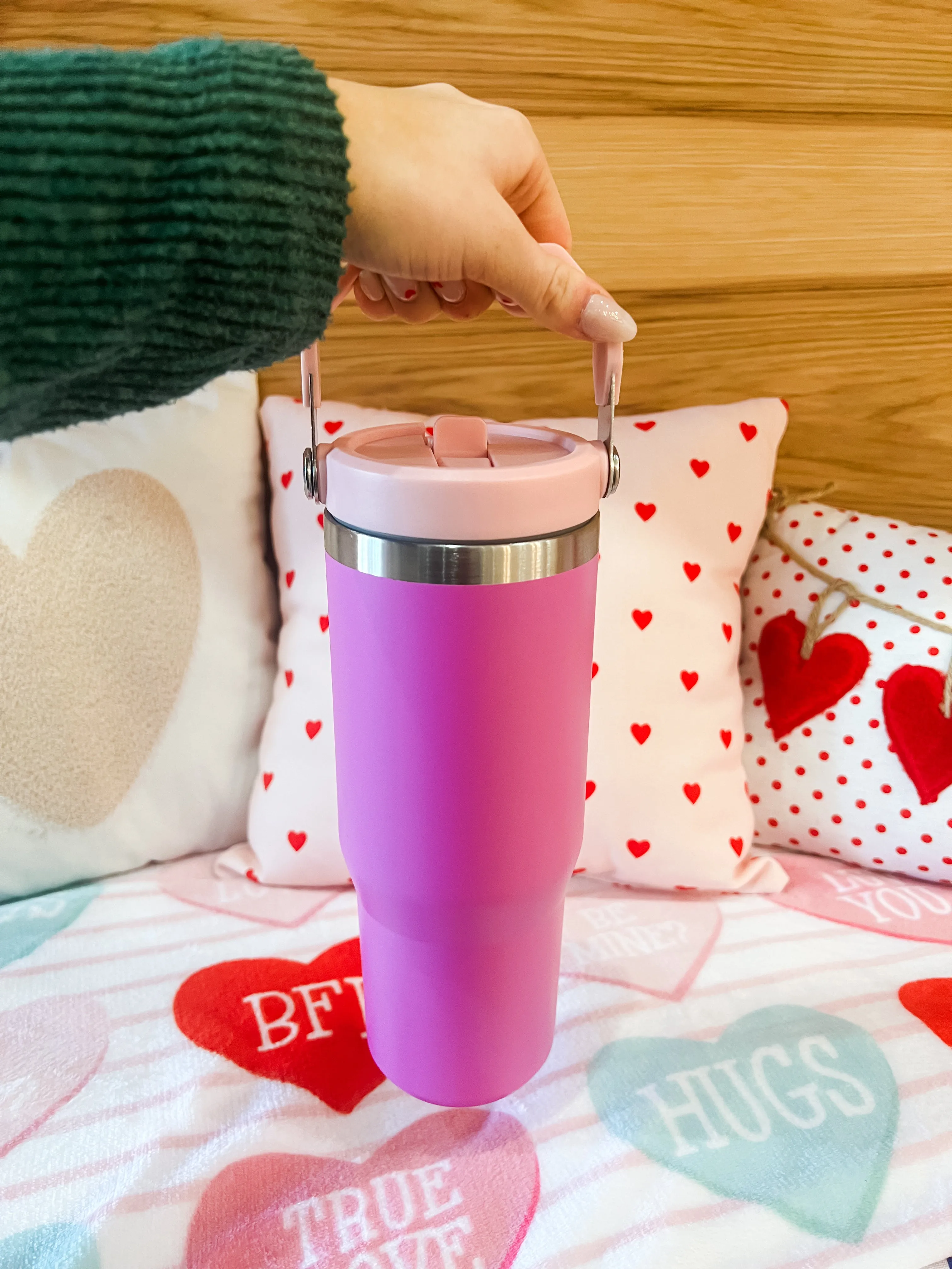 30OZ STAINLESS STEEL FLIP STRAW TUMBLER