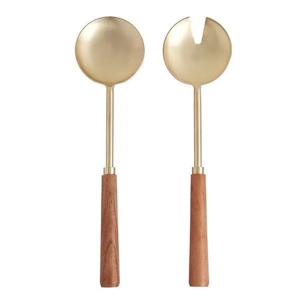 Acacia Wood   Stainless Steel Salad Servers (Set of 2)