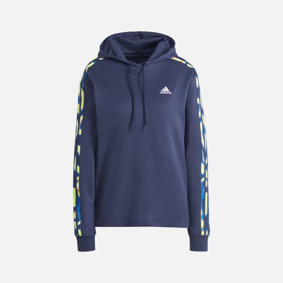 Adidas Vibrant Print 3 stripes Women's Hoodie -Legend Ink / Multicolor