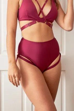 Blaire Bottom - Adjustable Garter High Waist Bottom Recycled Burgundy