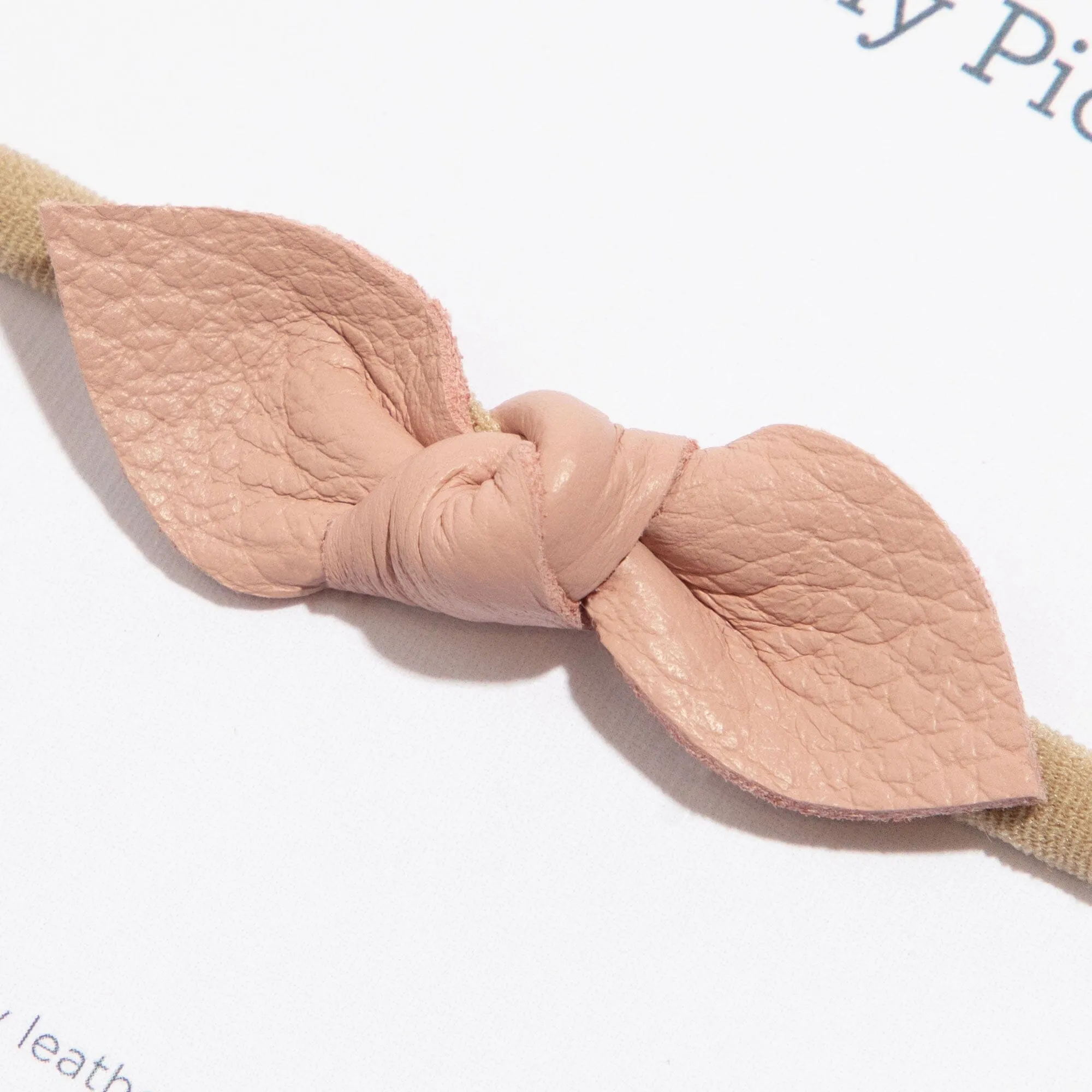 Blush Leather Knotted Bow Headband