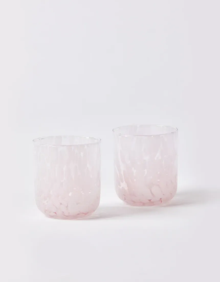 Bonnie and Neil - Glass Tumbler Dots Pink Set of 2