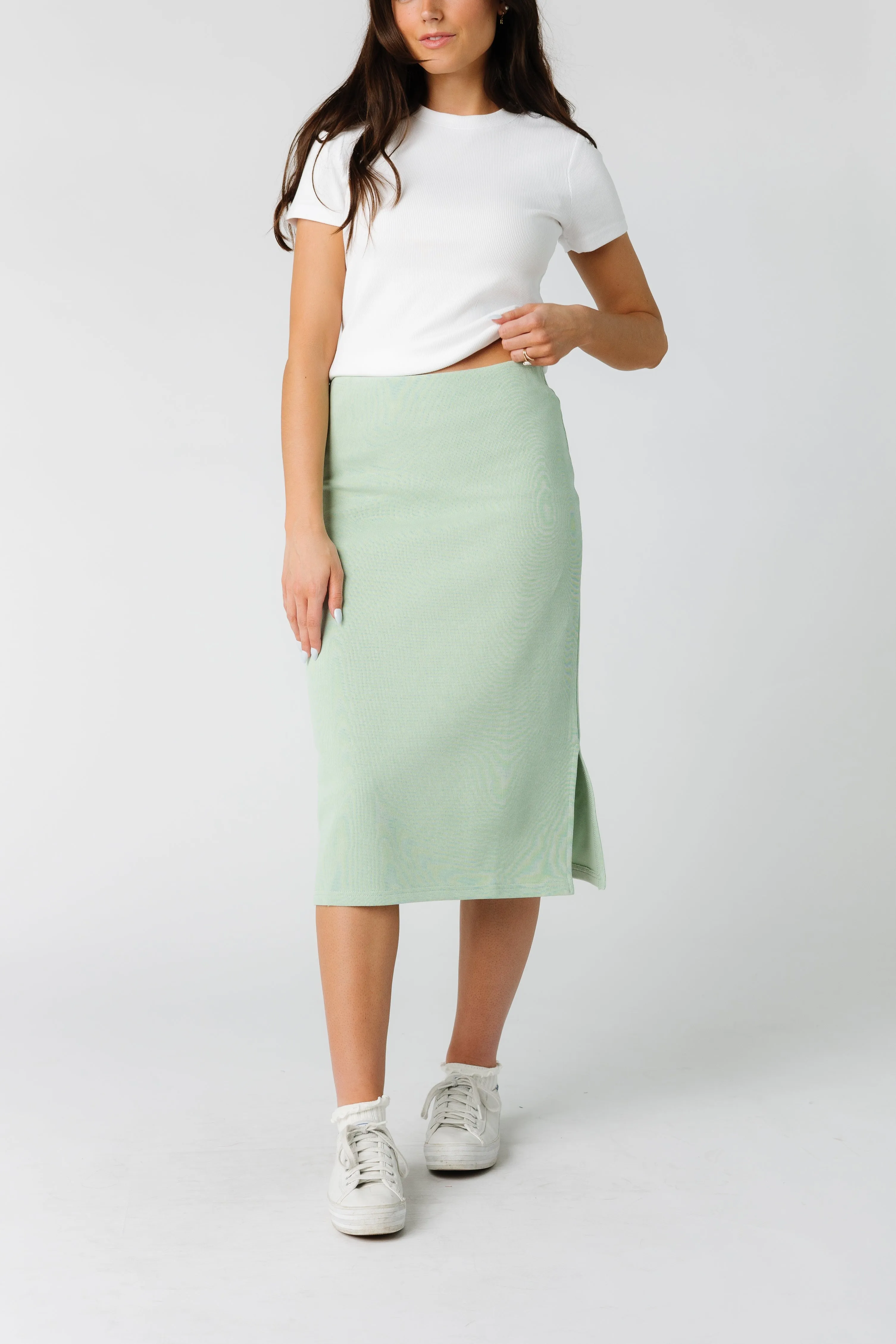 Brass & Roe The Go To Skirt- Mint Green