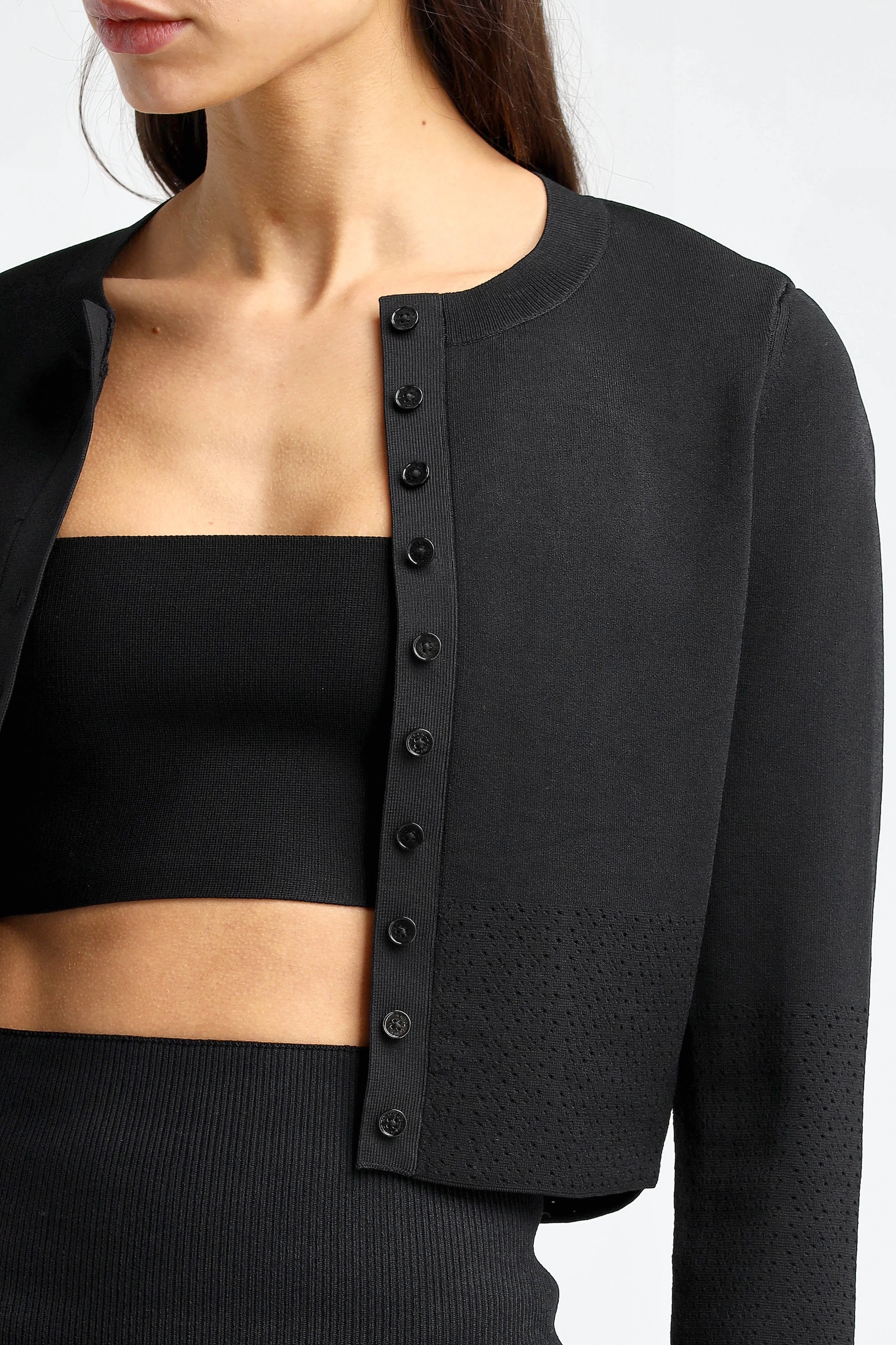 Cardigan Cropped Fitted in Schwarz