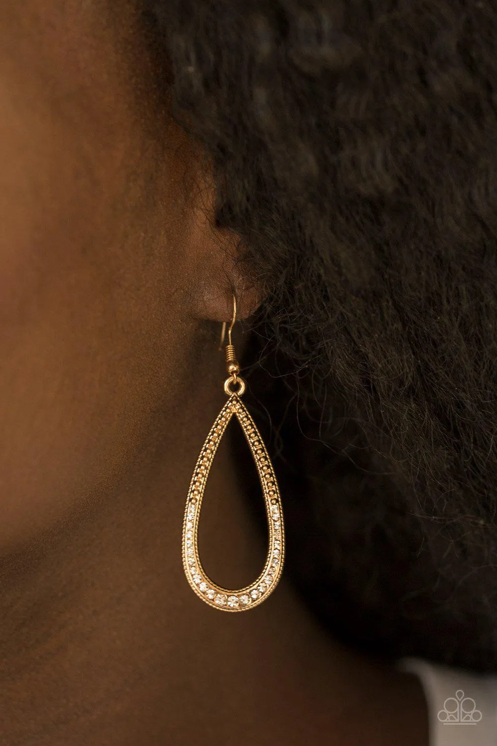 Dripping In Diamonds Gold Earrings - Paparazzi Accessories