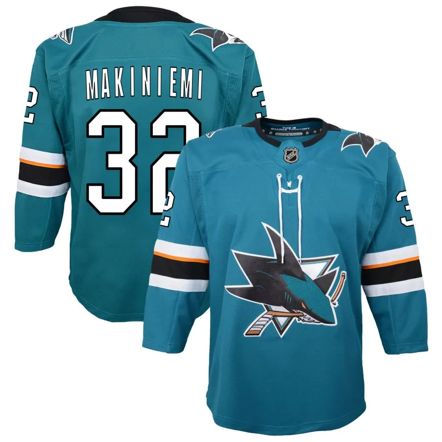 Eetu Makiniemi San Jose Sharks Youth 2019/20 Home Premier Jersey - Teal