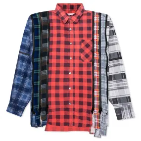 Flannel Shirt 7 Cuts Zipped Wide Shirt - Assorted