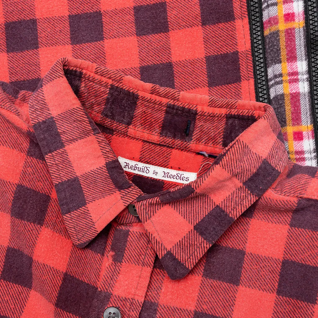 Flannel Shirt 7 Cuts Zipped Wide Shirt - Assorted