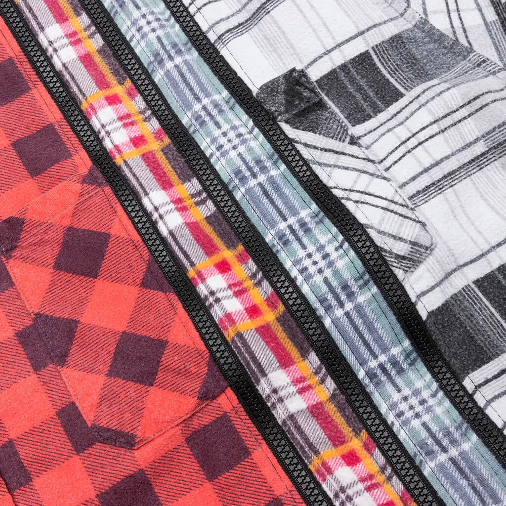 Flannel Shirt 7 Cuts Zipped Wide Shirt - Assorted