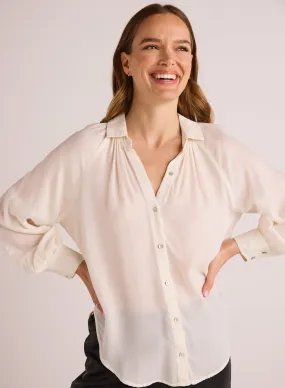 Flowy Raglan Sleeve Shirt - Ivory Pearl