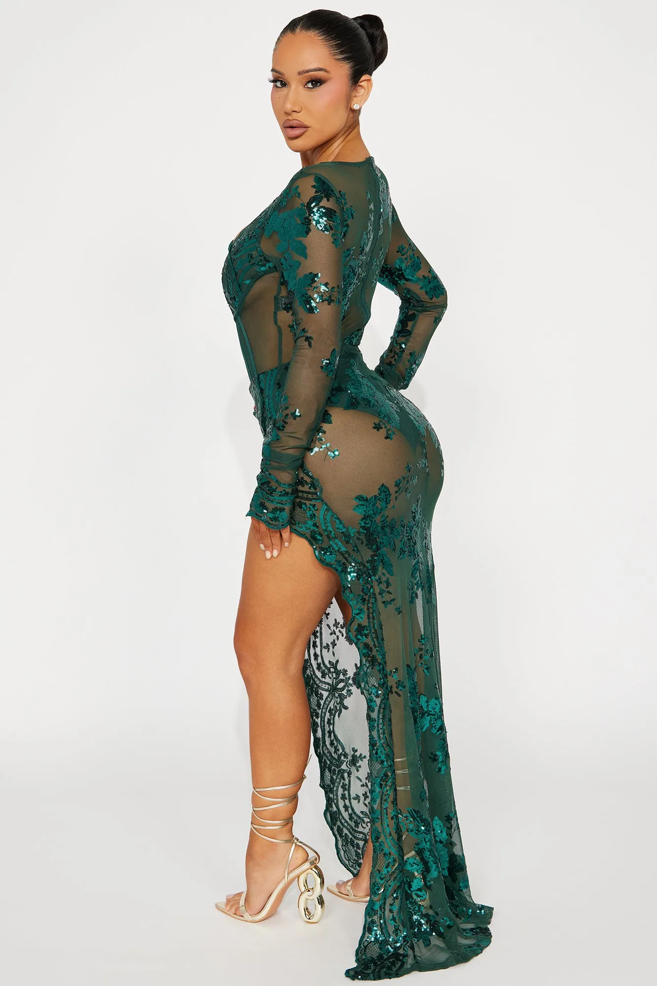 Glam Factor Sequin Maxi Dress - Emerald