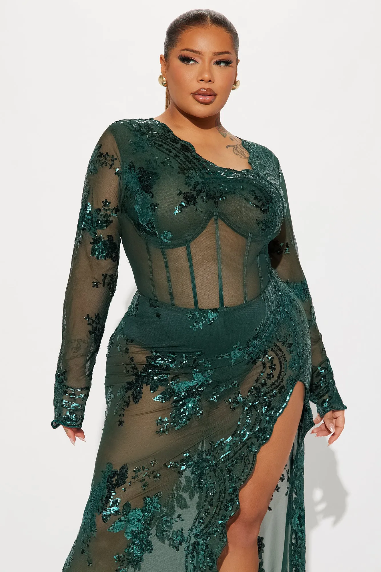 Glam Factor Sequin Maxi Dress - Emerald