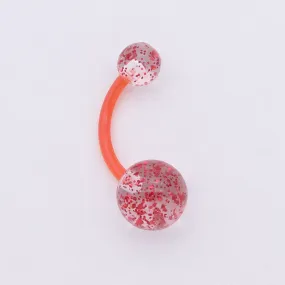 Glitters Acrylic Balls Belly Button Ring - Red