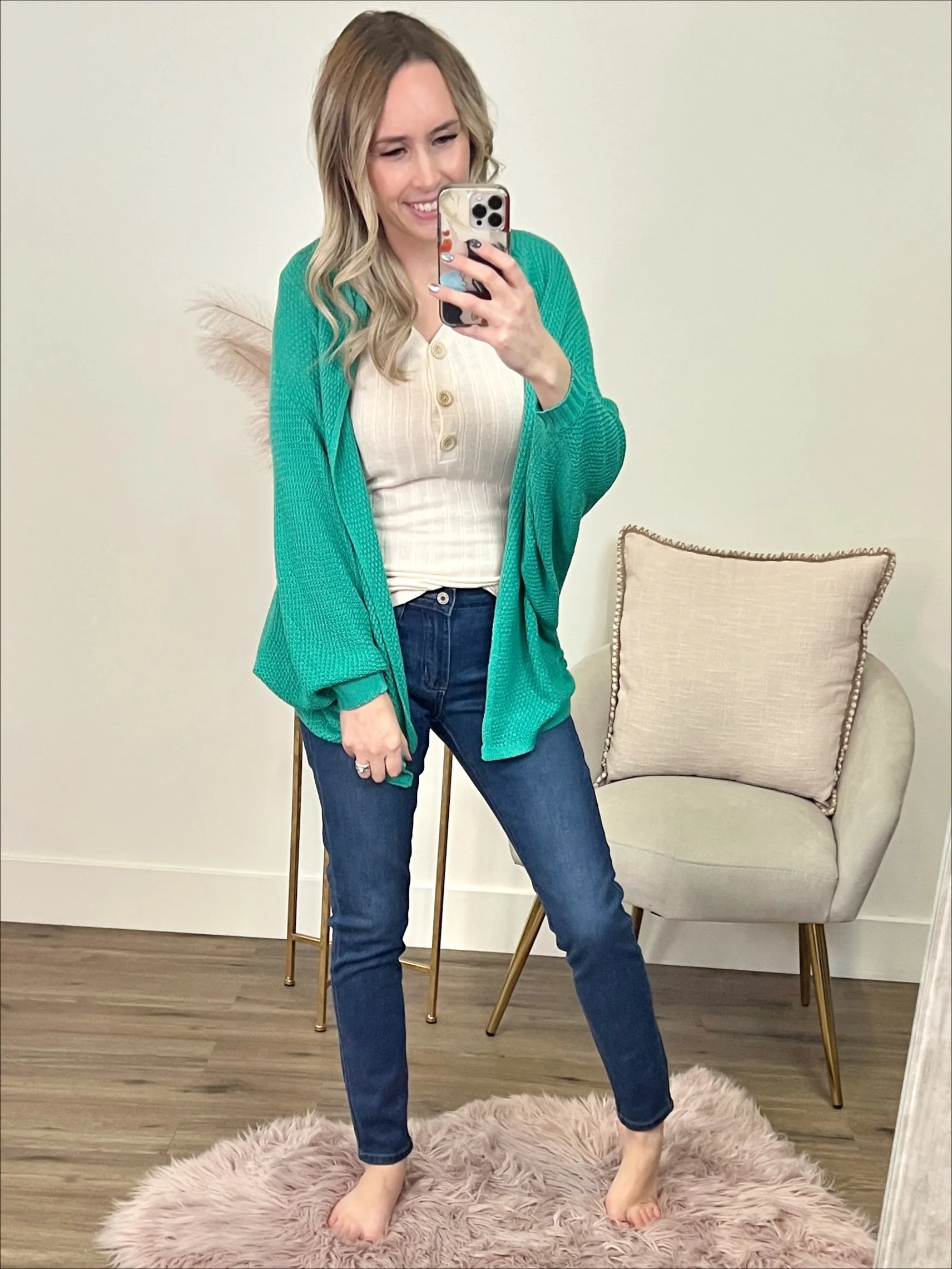 Jen Open Front Cardigan - Emerald