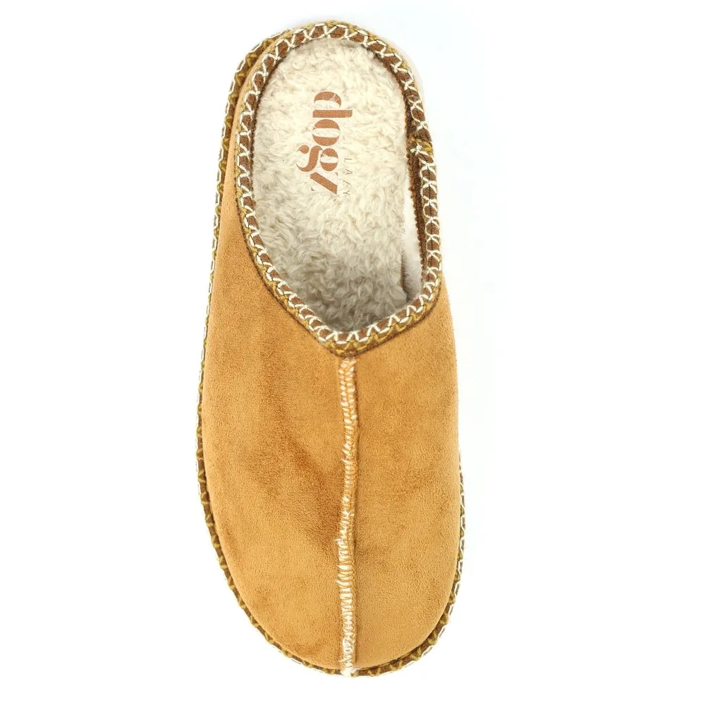 Ladies Tan Bedroom Slipper Mule Lazy Dogz Foam Apollonia