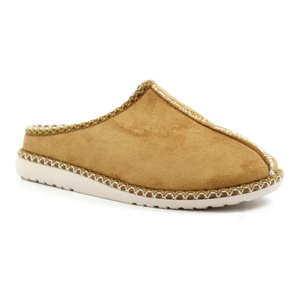 Ladies Tan Bedroom Slipper Mule Lazy Dogz Foam Apollonia