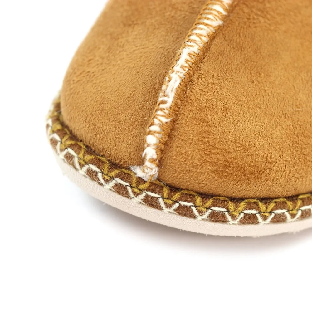 Ladies Tan Bedroom Slipper Mule Lazy Dogz Foam Apollonia