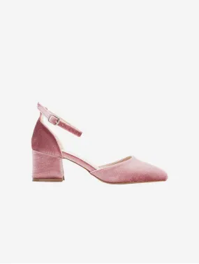 Marcelle Vegan Velvet Low Heels | Rose