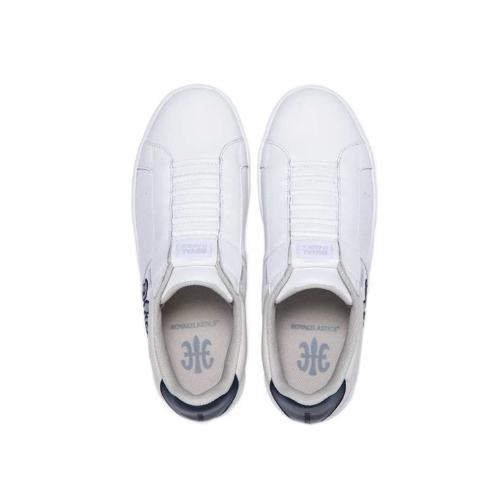 Men's Icon White Blue Gray Logo Leather Sneakers 01923-058