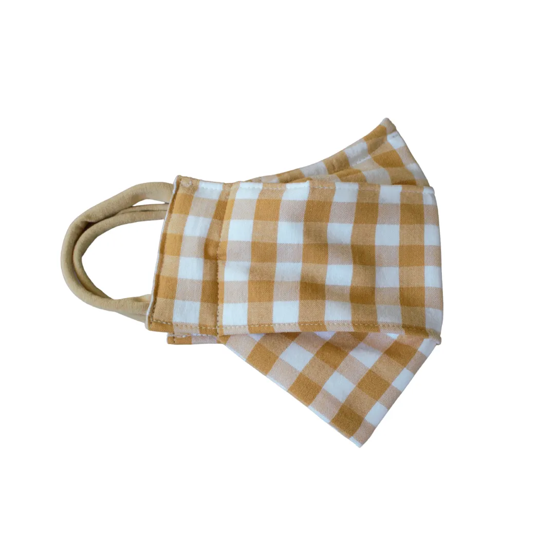 Mustard Gingham 3D Face Mask