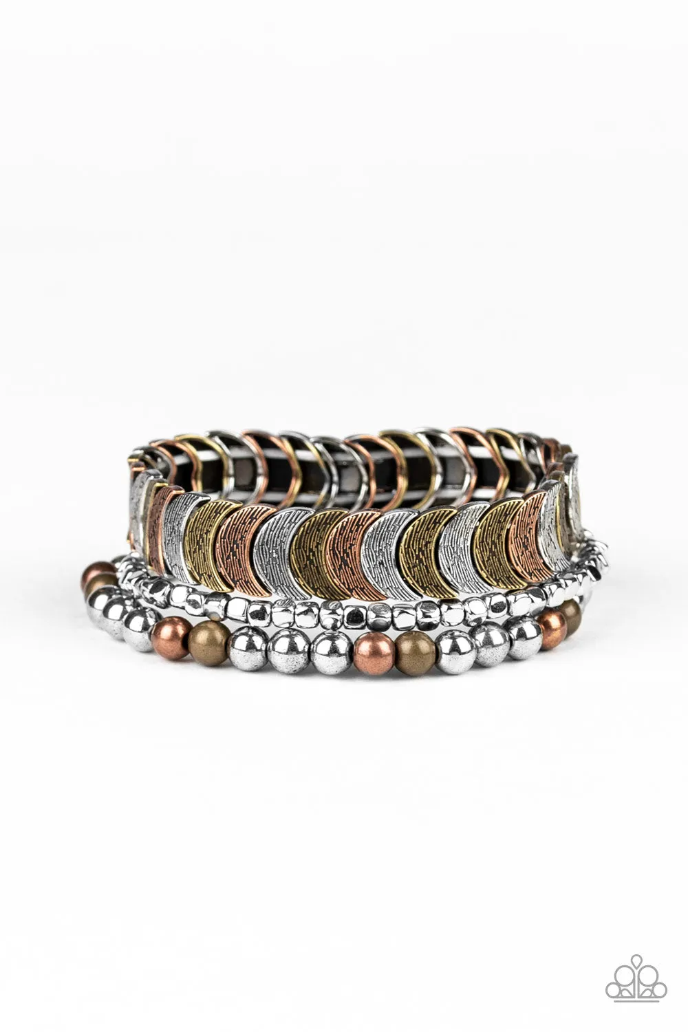 Paparazzi Accessories - LAYER It On Me #B346 Peg - Multi Brass Bracelet