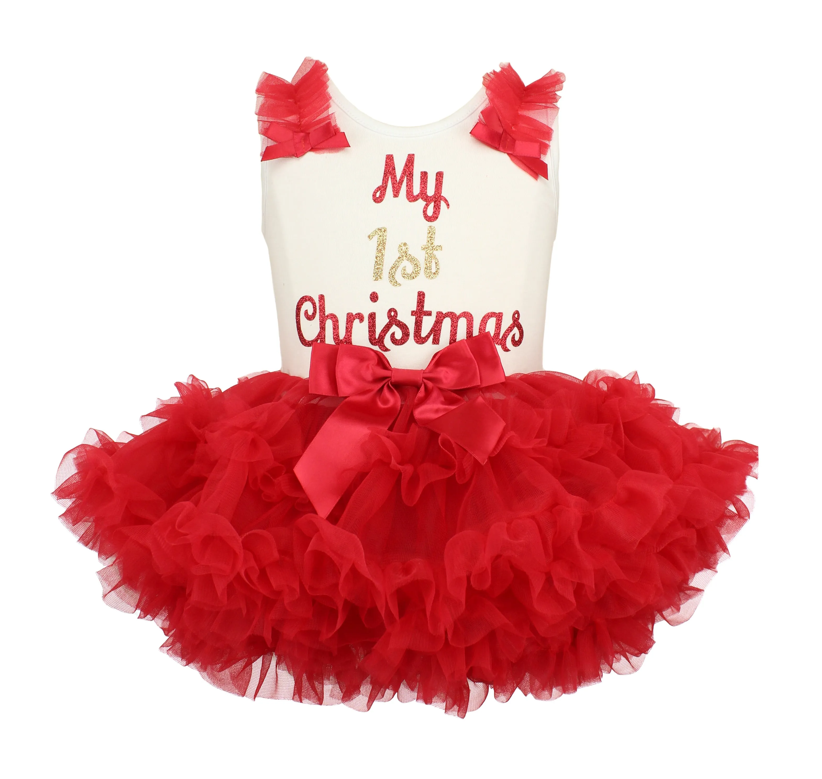 Popatu Baby Girl's My First Christmas Ruffle Dress