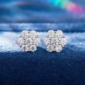 Silver 925 Moissanite Cluster Stud Earrings