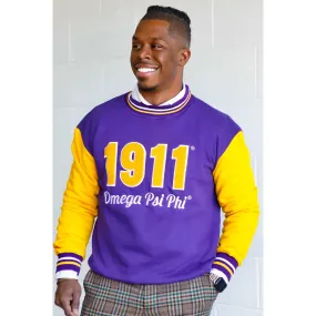 Striped 1911 Omega Psi Phi Chenille Sweatshirt