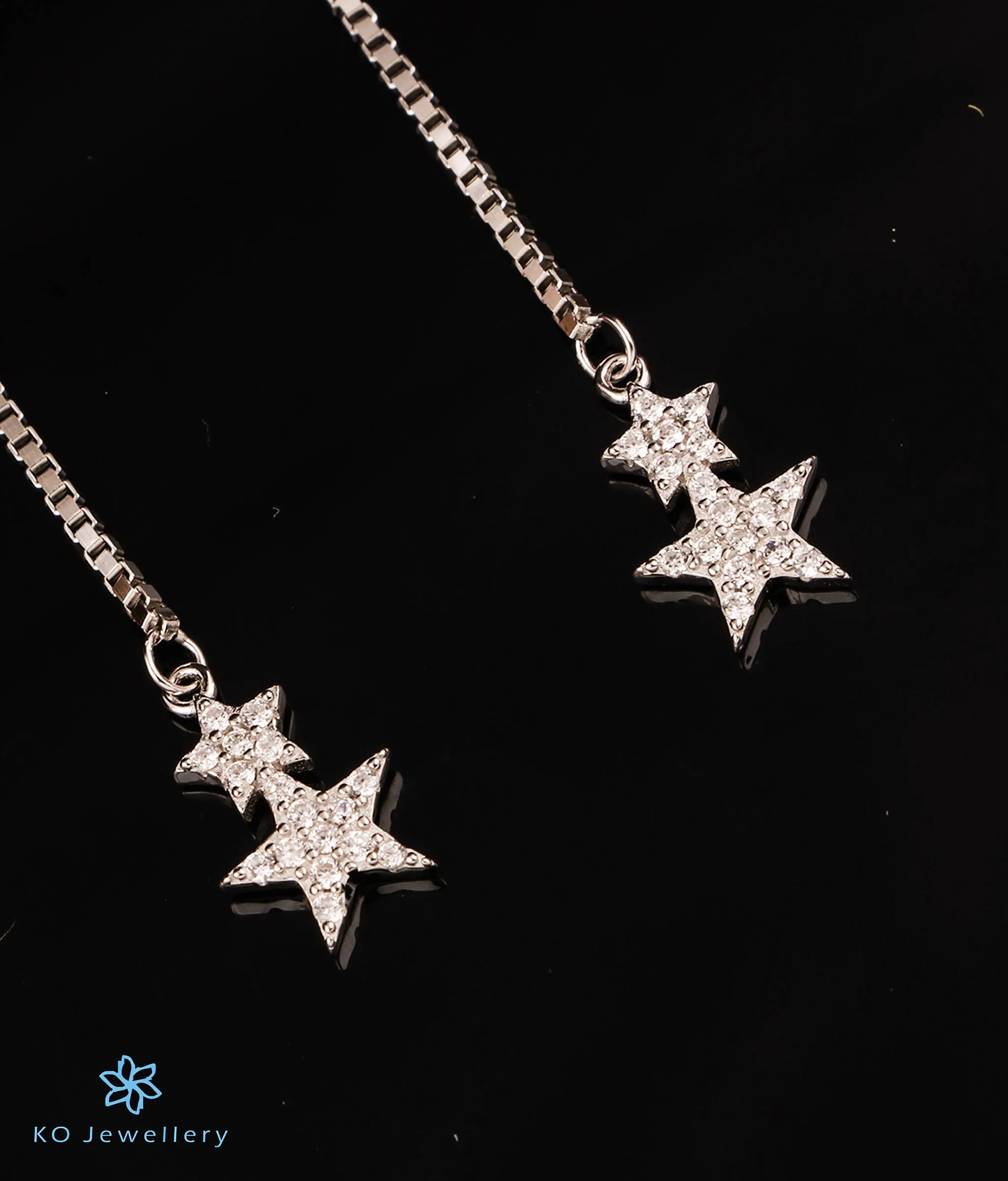 The Starry Shoulder Duster Silver Earrings