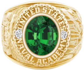 USNA Class Ring Mod™ with Tsavorite Centerpiece and Diamond Dividers