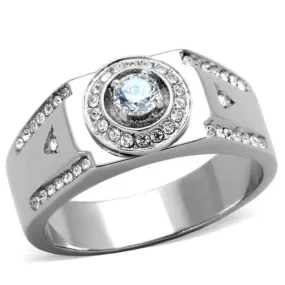 WildKlass Stainless Steel Ring High Polished (no Plating) Men AAA Grade CZ Clear