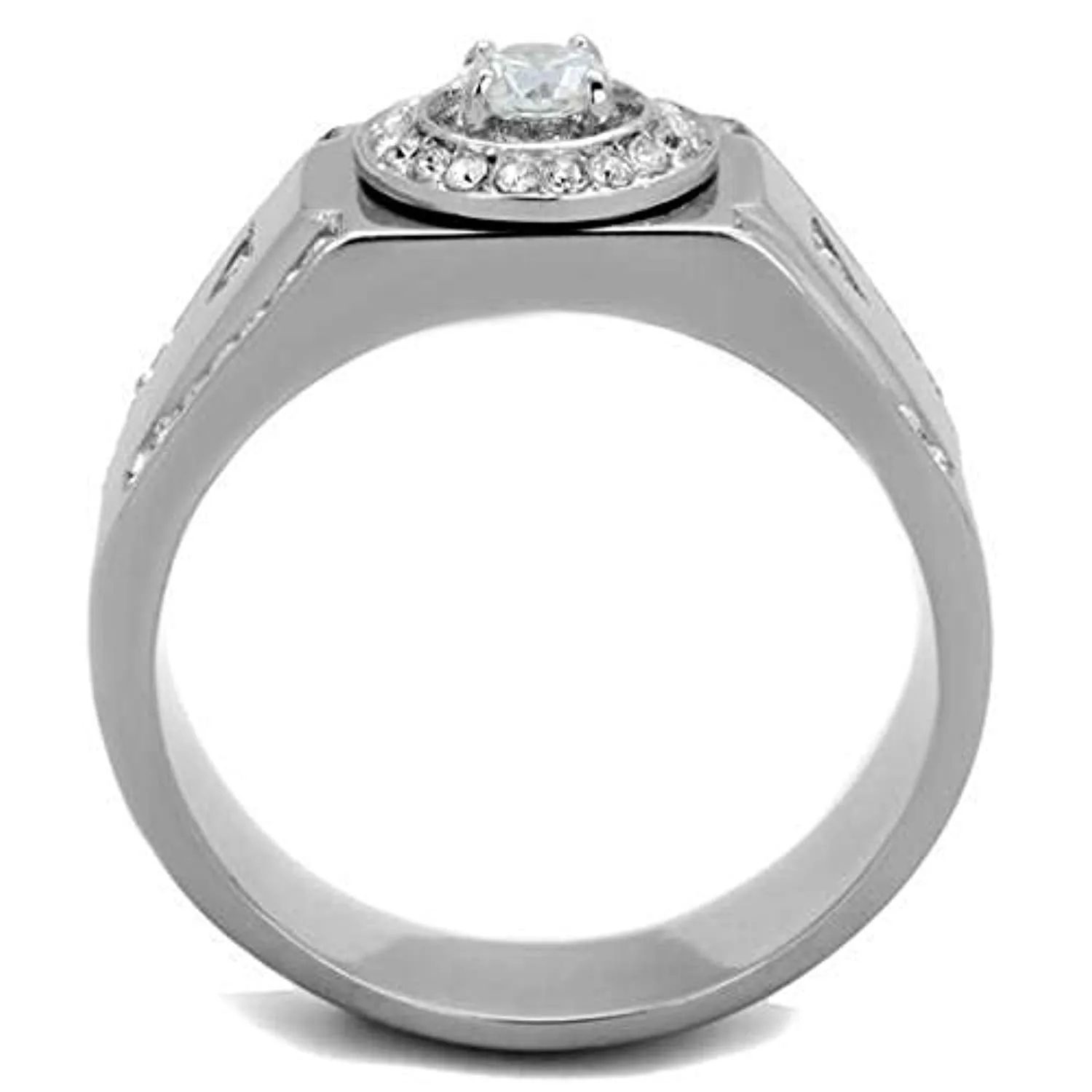 WildKlass Stainless Steel Ring High Polished (no Plating) Men AAA Grade CZ Clear