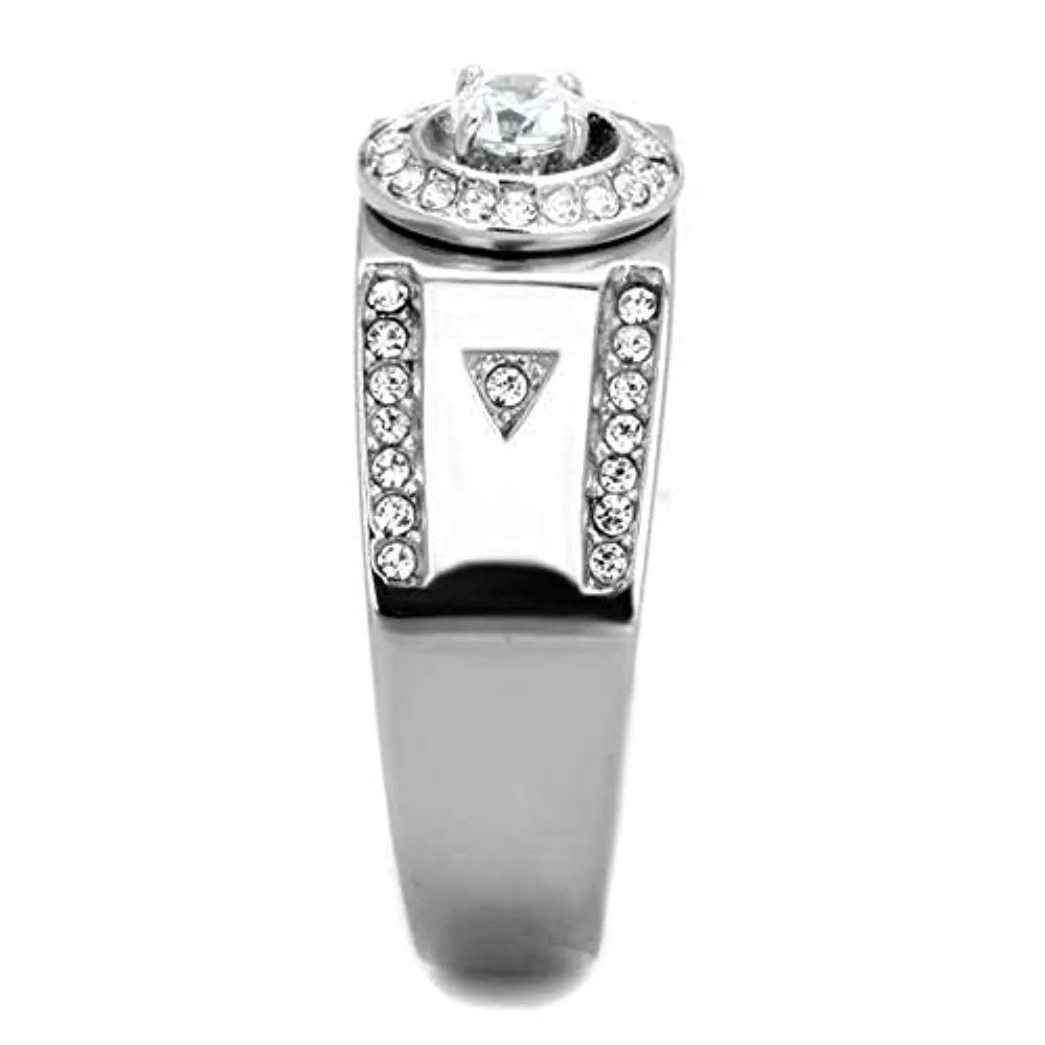 WildKlass Stainless Steel Ring High Polished (no Plating) Men AAA Grade CZ Clear