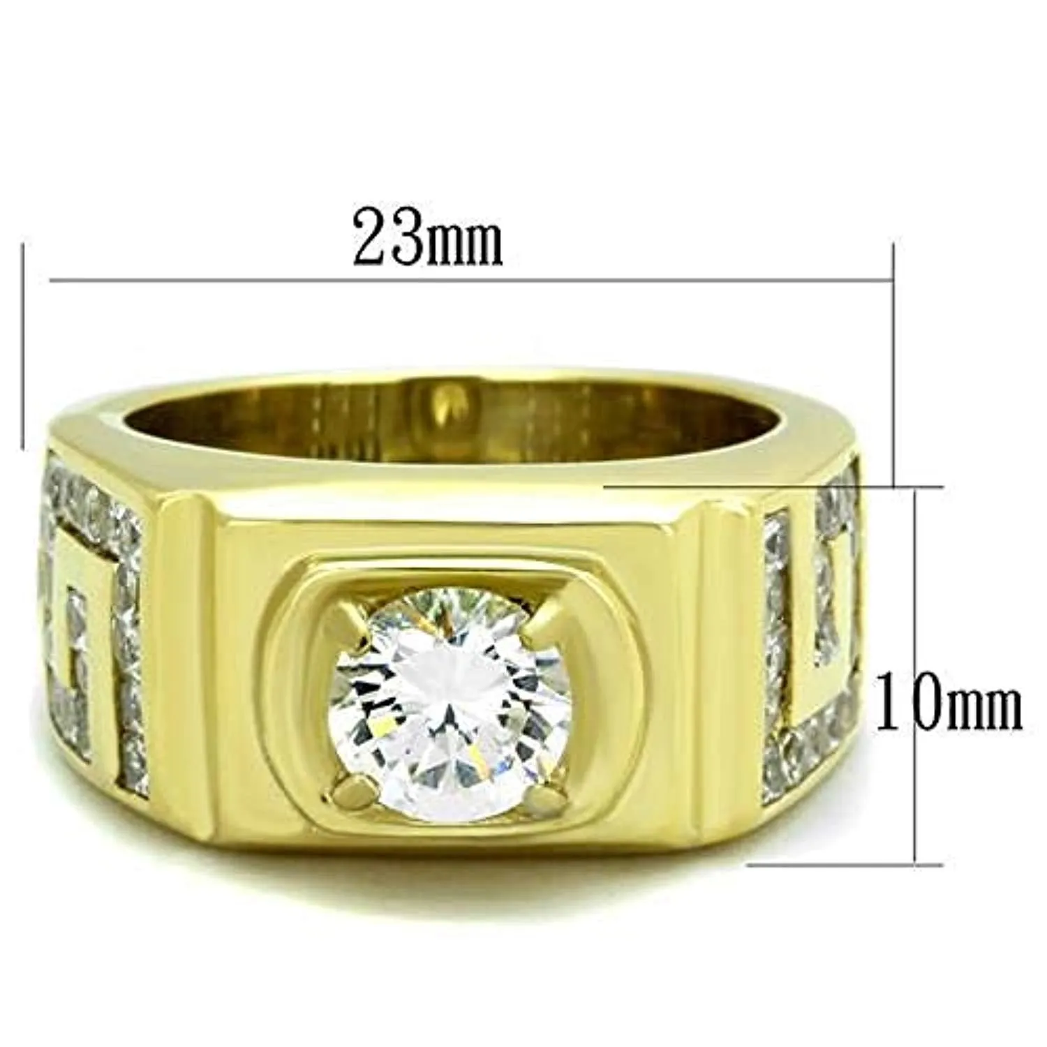 WildKlass Stainless Steel Ring IP Gold Men AAA Grade CZ Clear