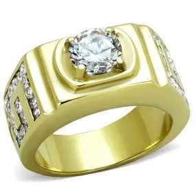 WildKlass Stainless Steel Ring IP Gold Men AAA Grade CZ Clear