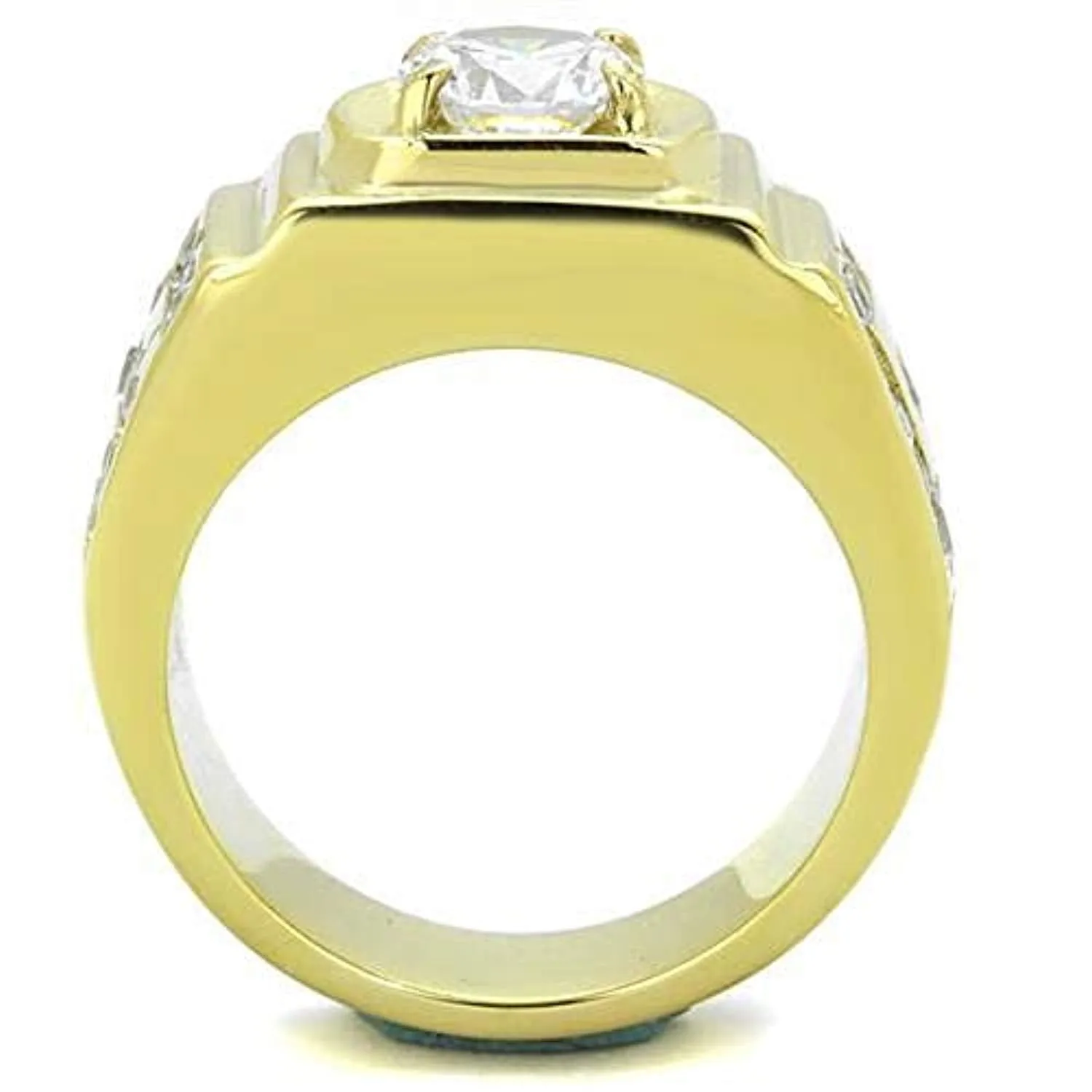 WildKlass Stainless Steel Ring IP Gold Men AAA Grade CZ Clear