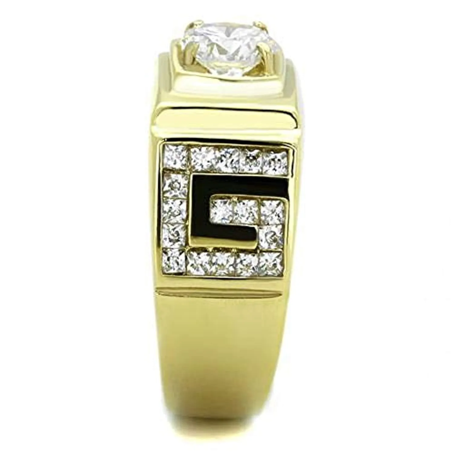 WildKlass Stainless Steel Ring IP Gold Men AAA Grade CZ Clear