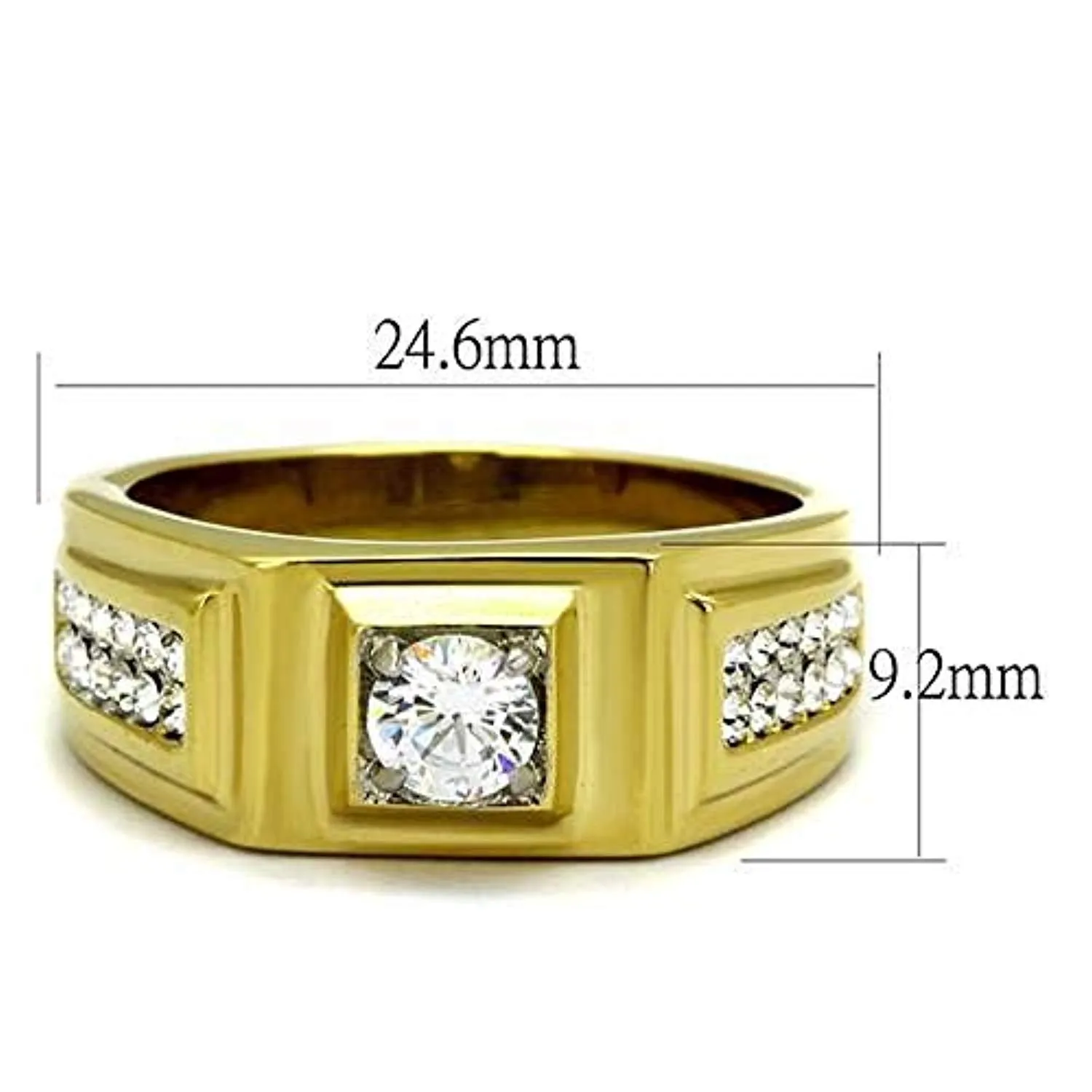 WildKlass Stainless Steel Ring Two-Tone IP Gold Men AAA Grade CZ Clear