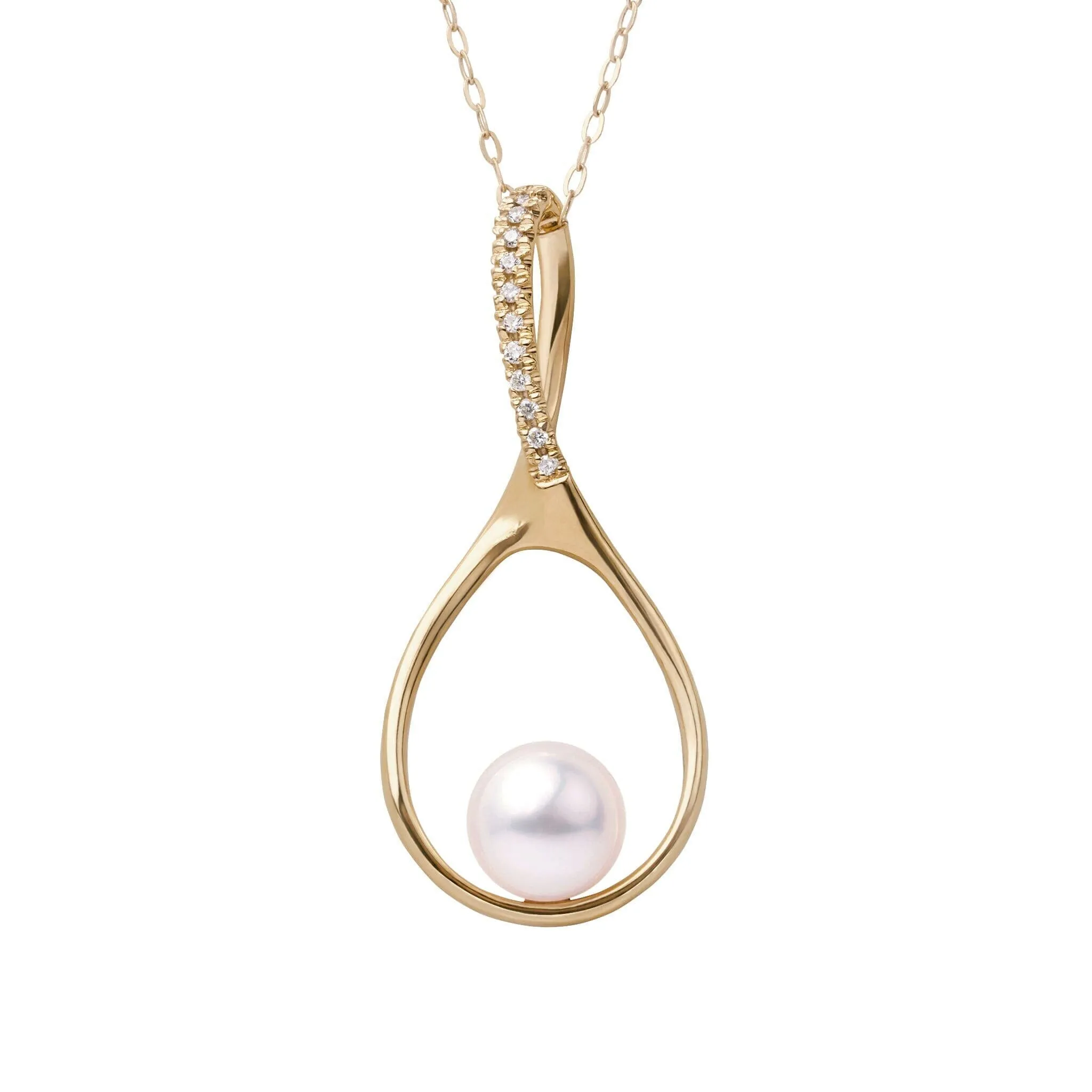 Wishbone Collection 7.0-7.5 mm Akoya Pearl and Diamond Pendant