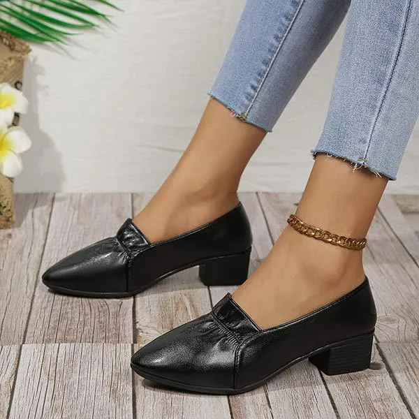 Women's Casual Low-Cut Pointed Toe Block Heel Flats 18018564C