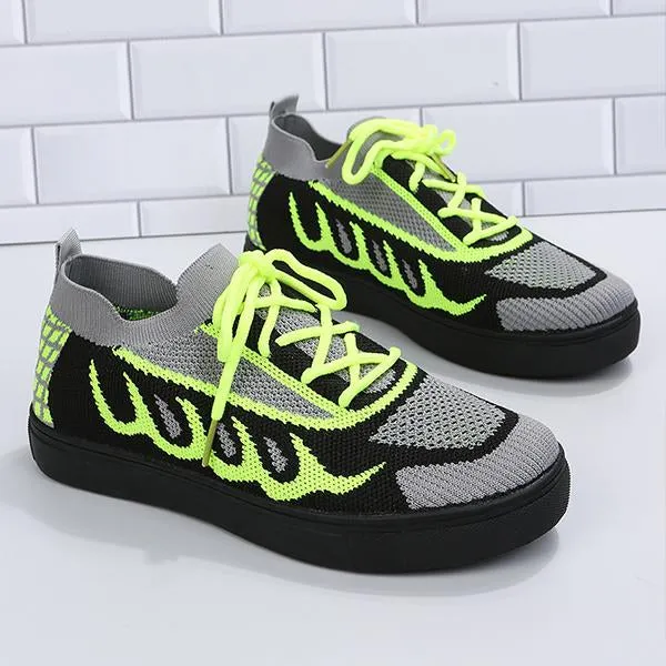 Women's Casual Mesh Color Block Lace-up Sneakers 86430593S