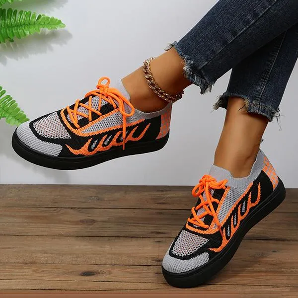 Women's Casual Mesh Color Block Lace-up Sneakers 86430593S